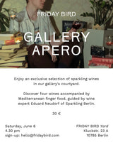 GALLERY APERO | FRIDAY BIRD x Sparkling Berlin | Sa. 6. Juni · 16:30 Uhr · Kluckstraße Berlin